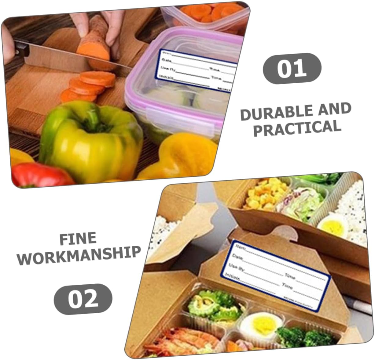 2rolls Writable Food Date Sticker Labels Adhesive Food Storage Stickers for Containers Easy to Peel for Home Office Restaurant Organization Clean Without