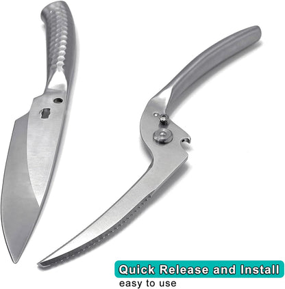 SGNEKOO All Stainless Steel Kitchen Scissors, Heavy Duty Stainless Steel All Purpose Kitchen Shears, Removable Utility Scissors for Food, Meat, Herbs, Poultry（Silver）