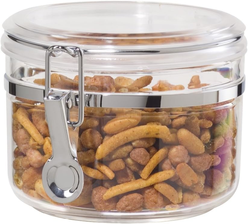 Oggi Large Clear Canister with Clamp Lid, 72 oz - Large Airtight Food Storage Container, for Kitchen & Pantry Storage of Bulk, Dry Foods, Pasta, Flour, Sugar, Coffee, Rice, Tea, Spices & Herbs