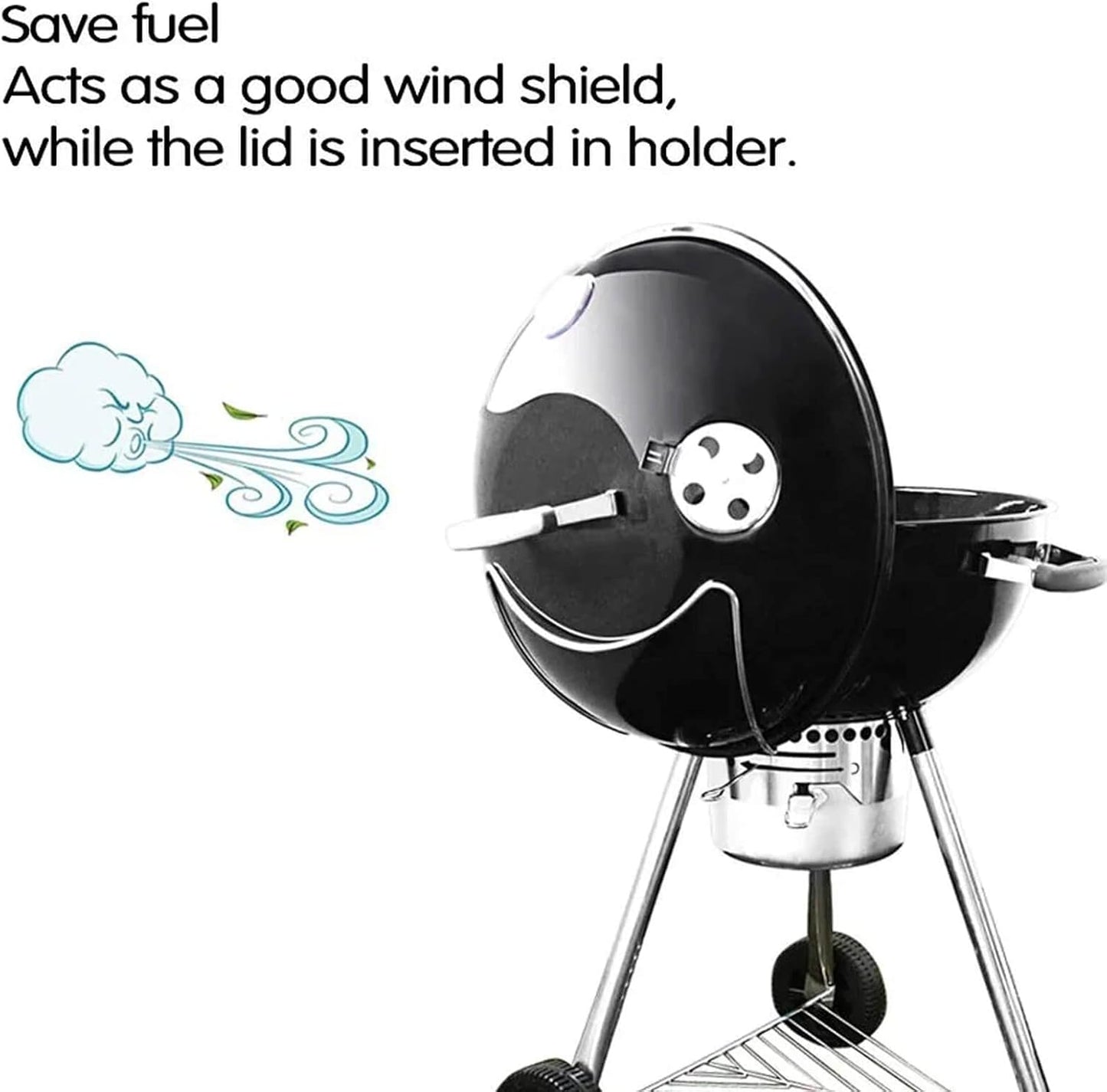 GRISUN Grill Table Shelf and Lid Holder for Weber Kettle Grills 22 Inches, Charcoal Grill Side Table Shelf and Slide a Side Lid Prop, Charcoal Grill Accessories for Weber, (Grill No Included)
