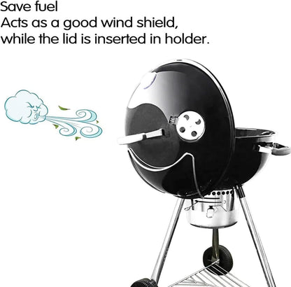 GRISUN Grill Table Shelf and Lid Holder for Weber Kettle Grills 22 Inches, Charcoal Grill Side Table Shelf and Slide a Side Lid Prop, Charcoal Grill Accessories for Weber, (Grill No Included)