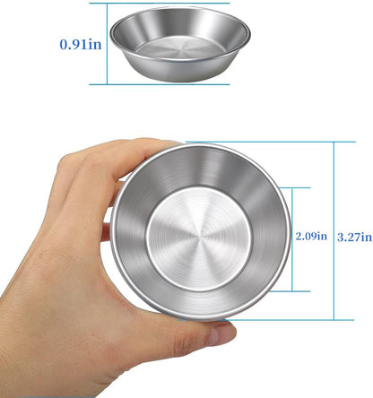 BoAn 304 Stainless Steel Dipping Bowls Set of 6, 4.6 Inch Small Sauce Bowls, Metal Condiment Cups for Soy Sauce, Ketchup, BBQ, Sushi, Appetizers, Nuts, Charcuterie, Dishwasher Safe (Large)