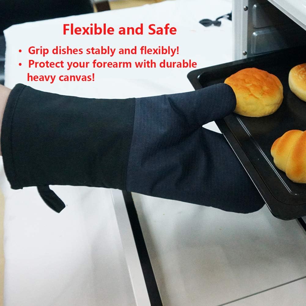 Yutat Silicone Oven Mitts - Oven Mitts and Pot Holders Sets Made of Non-Slip & BPA-Free Silicone, High Heat Resistant 500 Degrees, Perfect for Kitchen Cooking Baking BBQ, Peak Green