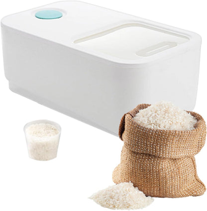 Rice Airtight Storage Containe,Rice Storage Container,Dry Food Storage, Lid 22 Lbs Push-Pull Rice Bucket, Flour Storage Container with Rolling Wheel, Grain Container Pantry Organization (Grey)