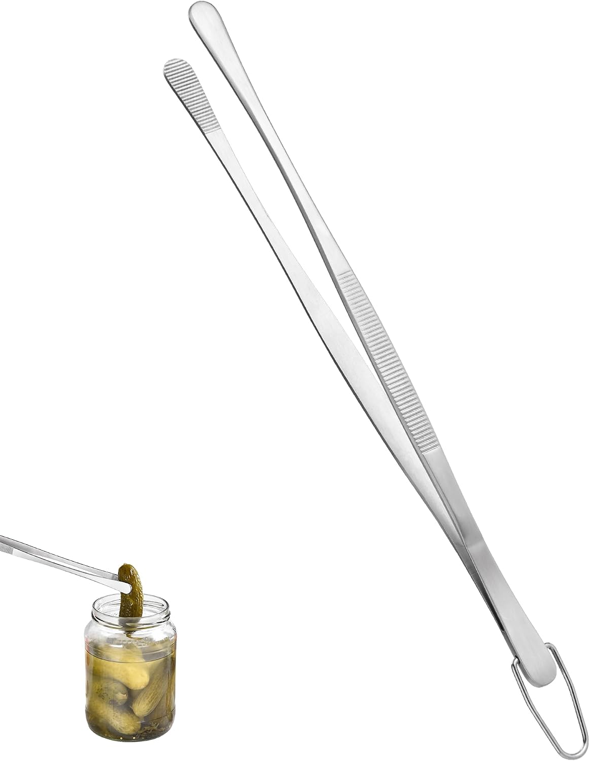 U-Taste 8"+10"+12" Kitchen Cooking Tweezer: 18/8 Stainless Steel Food-Grade Metal Food Tong, Flexible Pinching, Seamless-Welding and Sturdy for Serving Grilling Frying, Plating, Feeding (Pointed Tip)