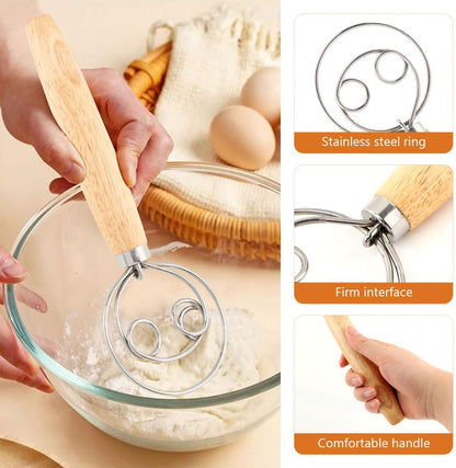 Sourdough Bread Baking Tool Set -Danish Dough Whisk Set of 6 Pieces