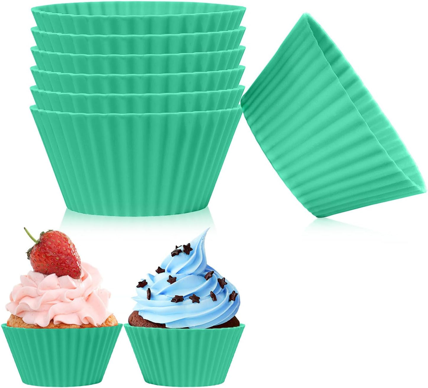 6 pack Silicone Baking Cups, Reusable Muffin Liners Non-Stick Cup, Cake Molds Set,Cupcake Silicone Liner Cupcake Holder,Bpa Free (navy blue)