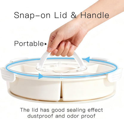 6-Compartment Snackle Snack Bowl with Lid-Microwave & Dishwasher Safe Divided Serving Bowl for Fruit,Veggies & Snacks-Portable Snack Organizer for Picnics,Road Trips & Parties (1 pcs 6 Compartment)