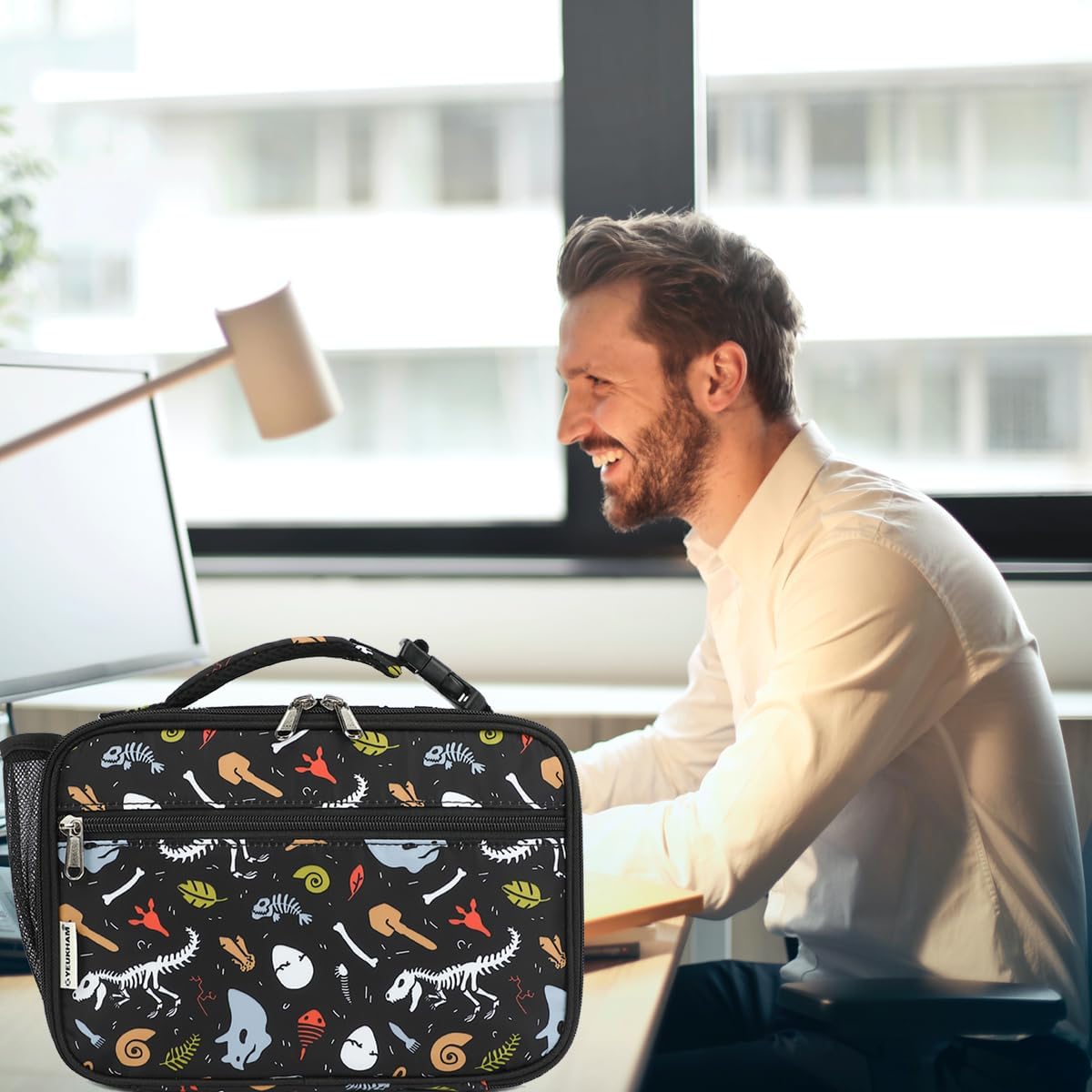GYEUKHAM Insulated Lunch Box for School, Thermal Reusable Durable Freezable Lunch Bags for Kids Boys Girls Men Women - Small Soft Cooler Portable Lunch Tote Kit for Work Picnic Travel,Black