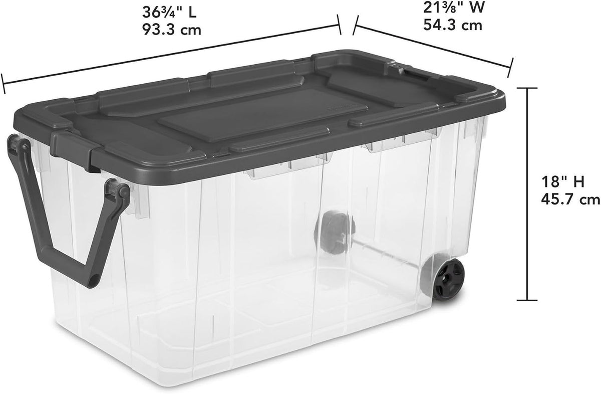 Extra Large Storage Bin, 40 Gallon Wheeled Plastic Storage Container with Handle, Green, Pack of 2 (GREEN)