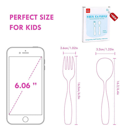 Lehoo Castle 6 Pieces Toddler Utensils, Kids Silverware for 2 3 4 Years Old, Stainless Steel Fork and Spoon Set with Plastic Handle, Safe Toddler Cutlery (Dinosaur)