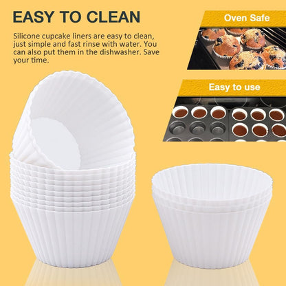 Extra Large Silicone Cupcake Muffin Cups 12 Pack, 3.54 Inch Muffin Liners, Reusable Jumbo Silicone Baking Cups Easy to Clean, Great for Cupcake, Mousse(Multicolor)