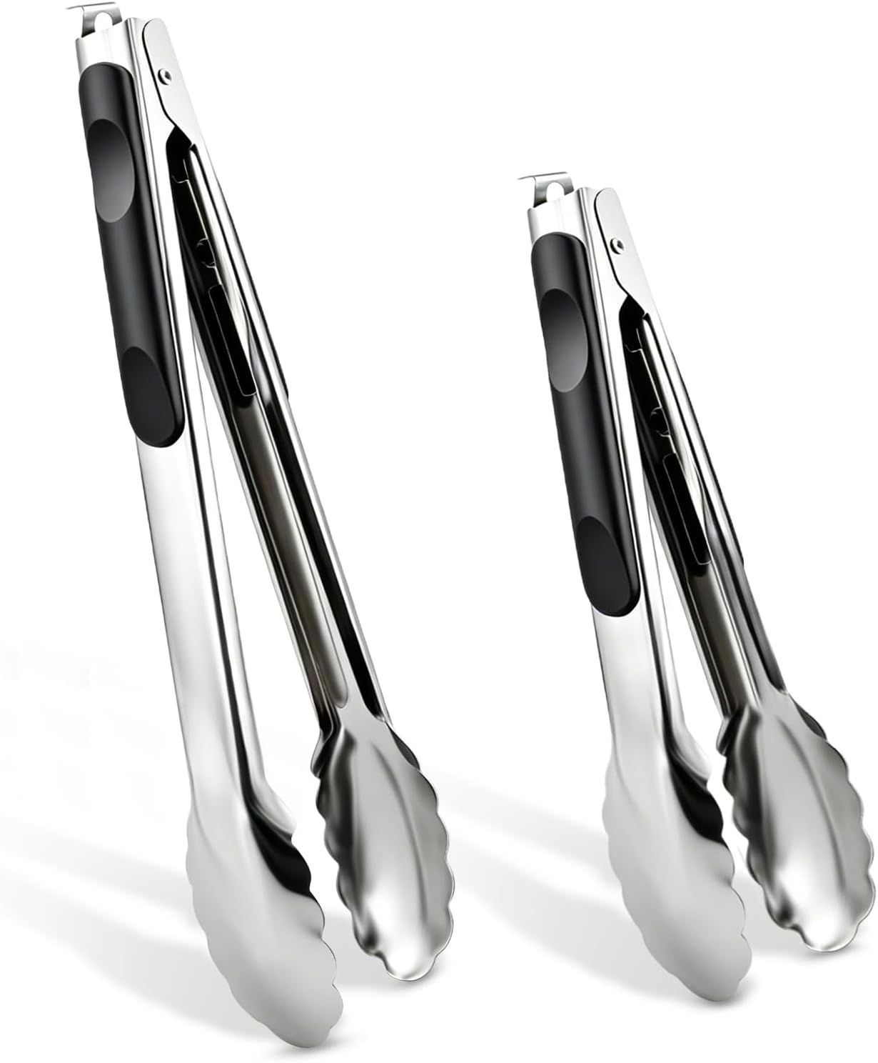 2 Pcs 9/12 Inch Kitchen Tongs for Cooking, BBQ & Salad - Heat-Resistant Stainless Steel Locking Tongs Set, Dishwasher Safe - Premium Kitchen Appliances & Cooking Tools