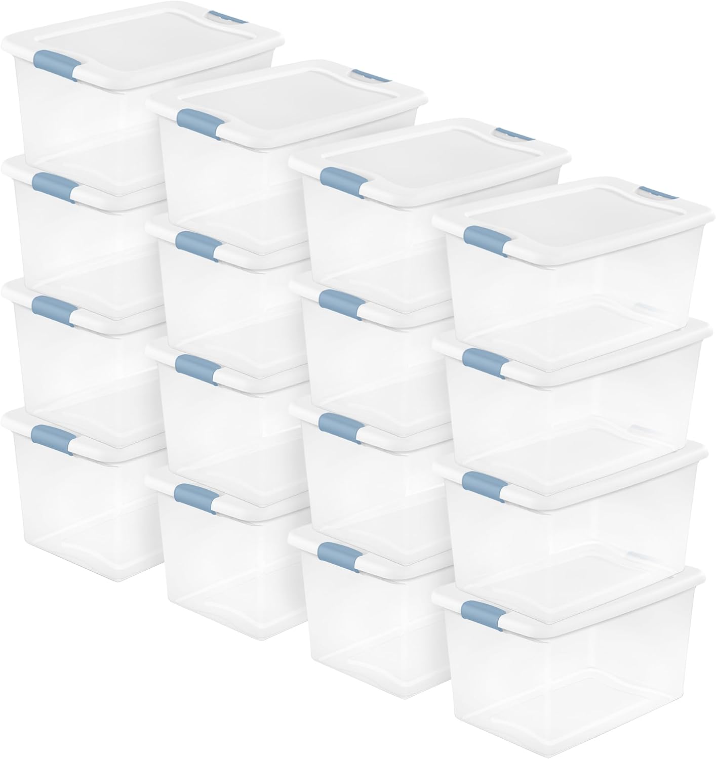 Sterilite 6-Pack Latching Box, Under Bed Storage Bins with Lids, Clear Plastic, 25 Quart - Heavy-Duty Organizing Containers for Closet, Bathroom, and Office