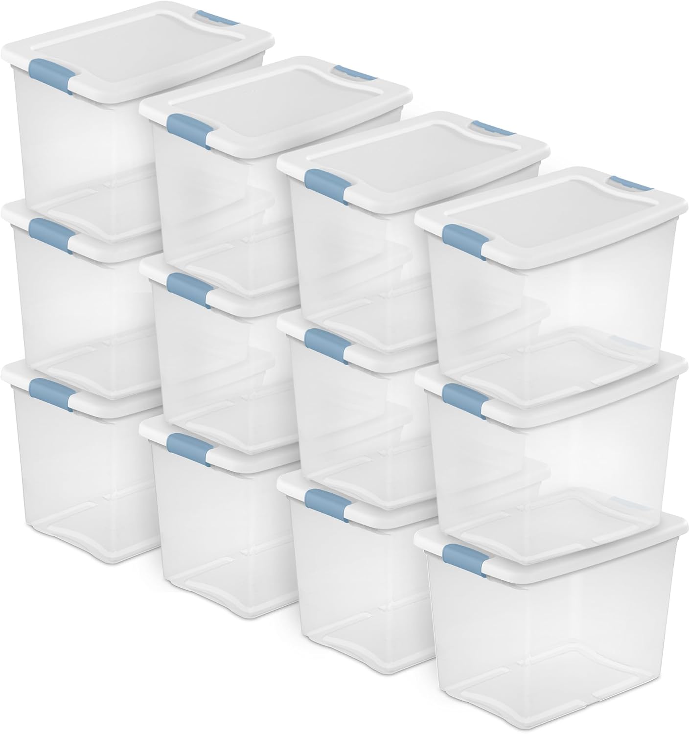 Sterilite 6-Pack Latching Box, Under Bed Storage Bins with Lids, Clear Plastic, 25 Quart - Heavy-Duty Organizing Containers for Closet, Bathroom, and Office