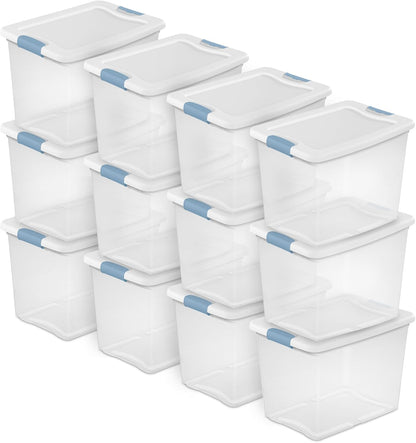 Sterilite 6-Pack Latching Box, Under Bed Storage Bins with Lids, Clear Plastic, 25 Quart - Heavy-Duty Organizing Containers for Closet, Bathroom, and Office