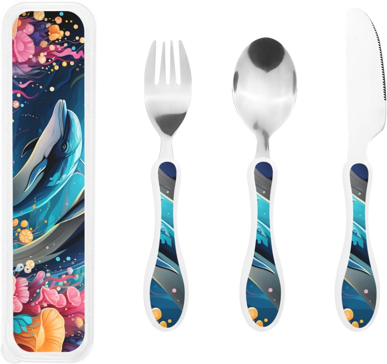 3-Piece Kids Silverware Set With Storage Case, Stainless Steel Reusable Children Safe Knife Spoon Fork Set Classic Cocktail Children Flatware Set For Kids Lunch Box
