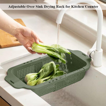 Dish Drying Rack for Kitchen Counter, Retractable Draining Basket in Sink Dish Drainers, Multipurpose Dish Dryer Rack for Inside Sink, Over The Sink Dish Racks for Cleaning & Draining the Water