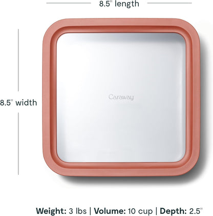 Caraway Glass Food Storage - 4.4 Cup Glass Container - Ceramic Coated - Easy to Store, Non Toxic, Non Stick Lunch Box Container with Lids - Dishwasher, Oven, & Microwave Safe - Mist