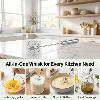 KSENDALO SUS304 Stainless Steel Whisk & Beater Set - Manual & Automatic Handheld Easy Semi-Auto Mixer for Cooking - 12 & 14inch Frother Spinner, Mixer & Stirrer for Eggs, Hand, and Milk