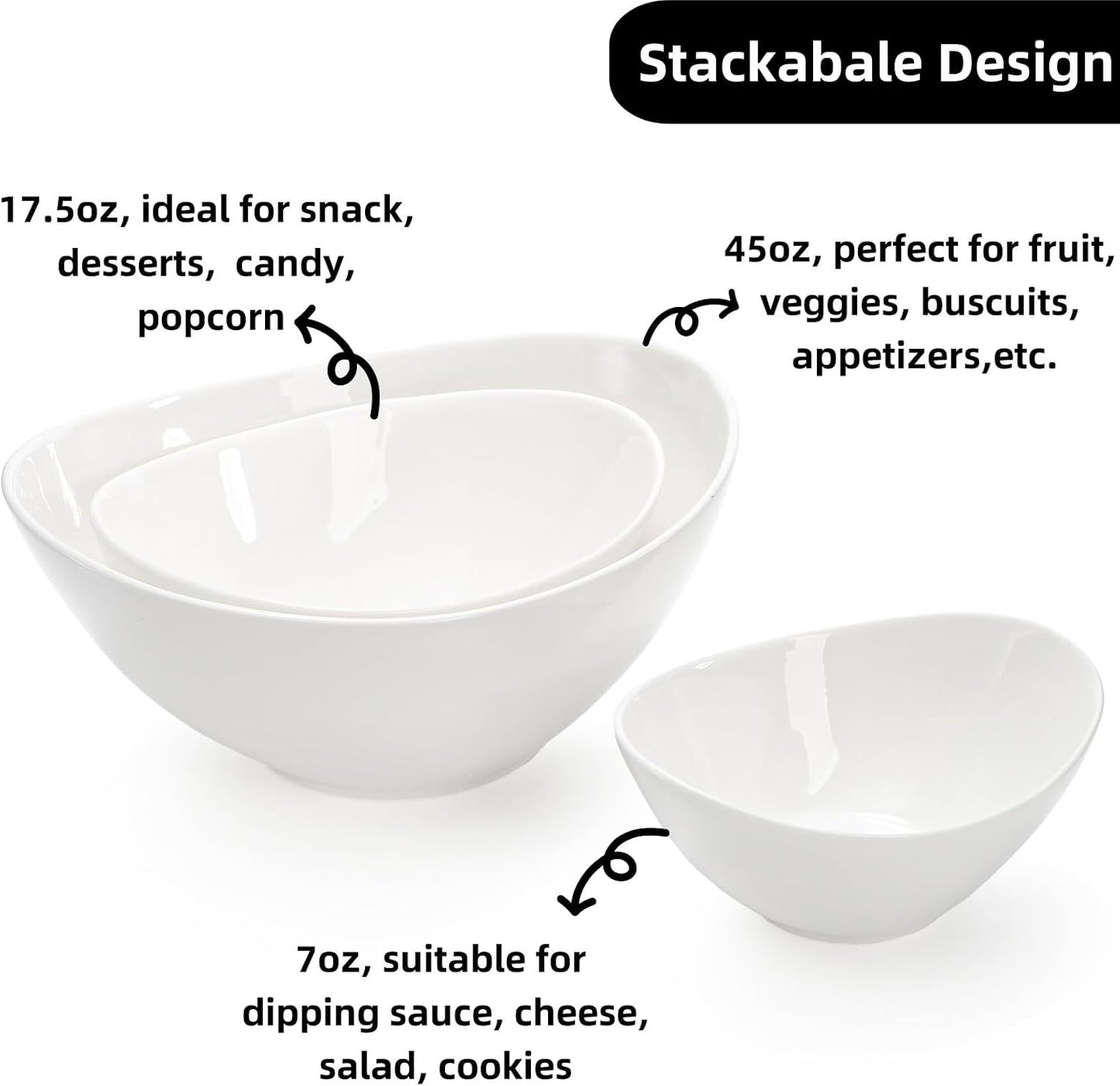 Covzoe 3 Tiered Serving Bowl Stand, Ceramic Chip and Dip Serving Dishes with Collapsible Metal Rack, Appetizer Serving Platters Food Display Stand for Fruit Dessert Parties Entertaining
