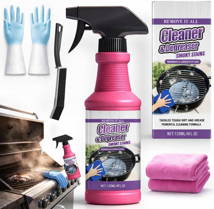 4 Fl oz Fast-Acting Heavy-Duty Grill Degreaser Spray, Professional BBQ Cleaner for Grates and Smoker, Advanced Grease Dissolver and Stain Remover for Outdoor Cooking Equipment(1)