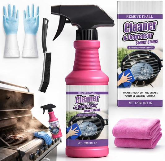 4 Fl oz Fast-Acting Heavy-Duty Grill Degreaser Spray, Professional BBQ Cleaner for Grates and Smoker, Advanced Grease Dissolver and Stain Remover for Outdoor Cooking Equipment(1)