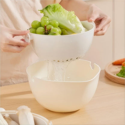 2-1 Kitchen Colander Rotating Washing Basket with Handle -home & kitchen Food Strainers and Colanders-Pasta Strainer-fruit and vegetable washing bowl-kitchen must haves (Lilac Purple)