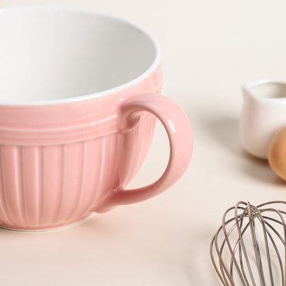 Gaolinci Bow Embossed Ceramic Mixing Bowl, 1 Quart Batter Bowl with Pouring Spout and Handle