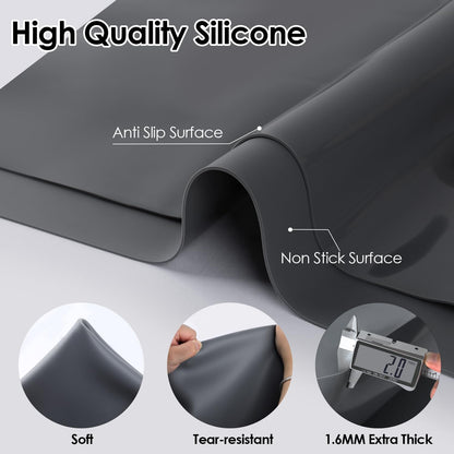 Extra Large Silicone Mat, 31.5x23.6 Inch Heat Resistant Mat for Kitchen Counter, Non Stick Silicone Baking Mat for Dough and Pastry, Thick Silicone placement Countertop Protector, Black countertop mat