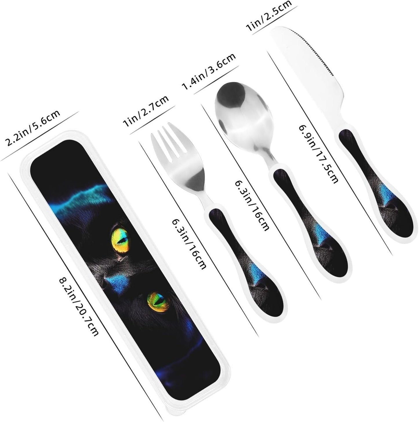 3-Piece Kids Silverware Set With Storage Case, Stainless Steel Reusable Children Safe Knife Spoon Fork Set Black And White Grid Children Flatware Set For Kids Lunch Box