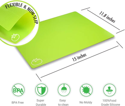 Fotouzy Plastic Cutting Boards for Kitchen, Flexible Cutting Mats Set of 7, BPA-Free, Non-Porous, Dishwasher Safe, 15x12 In, 7 Translucent Colors