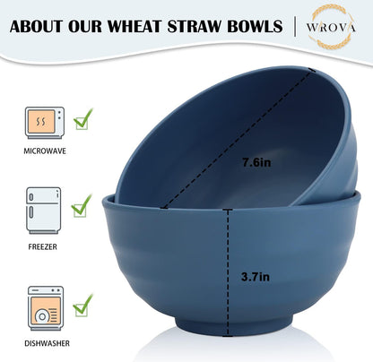 Wheat Straw Bowl Sets,8 PCS Unbreakable Cereal Bowl 26 OZ,Microwave and Dishwasher Safe Bowls,Bowl Sets for Camping and Picnic BPA Free Colorful Salad Bowls for Serving Soup,Oatmeal and Fruit Etc…