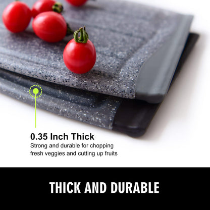 Small Plastic Cutting Board Set of 2, Mini Cutting Board for Small Kitchen Tasks, Non Slip Edges, Unique Design with Multiple Juice Grooves! BPA Free, Non-Porous, Dishwasher Safe (9.84" x 7.48")