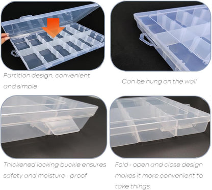 3pcs Clear Storage Small Parts Organizer Box Storage Bin With Dividers Multi Compartment for Beads Art DIY Tackle Box Organizer (10 - compartment in length)