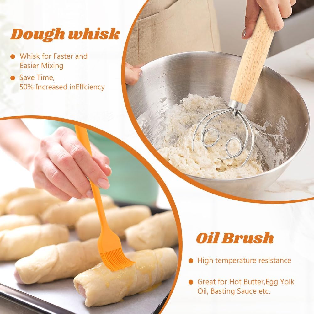 Sourdough Bread Baking Tool Set -Danish Dough Whisk Set of 6 Pieces