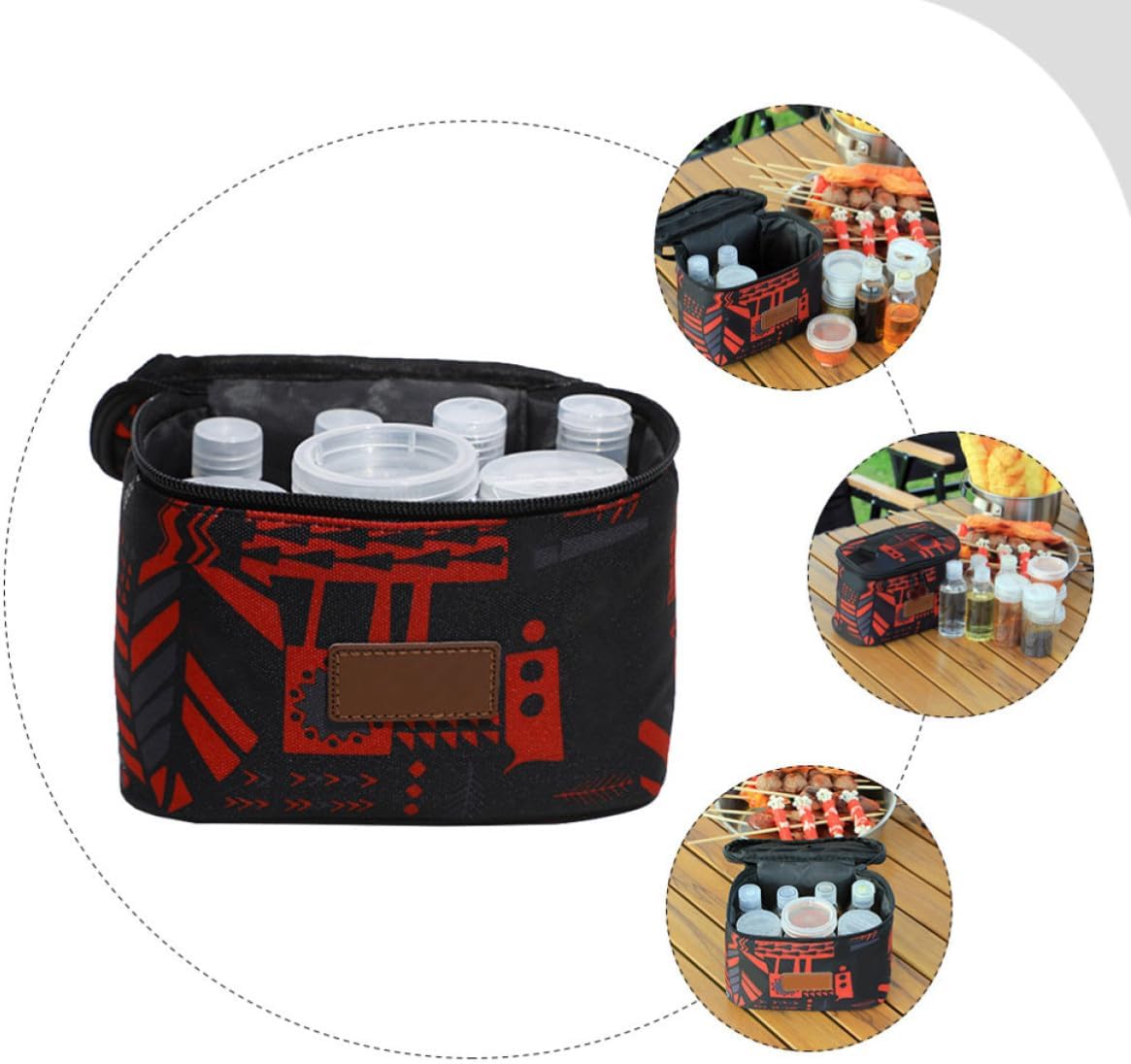 Portable Barbecue Condiment Bottles Set with 1 Storage Bag, Plastic and Oxford Fabric Material, Practical Design for Cooking and Storing Seasonings, for Outdoor Camping and Bbq