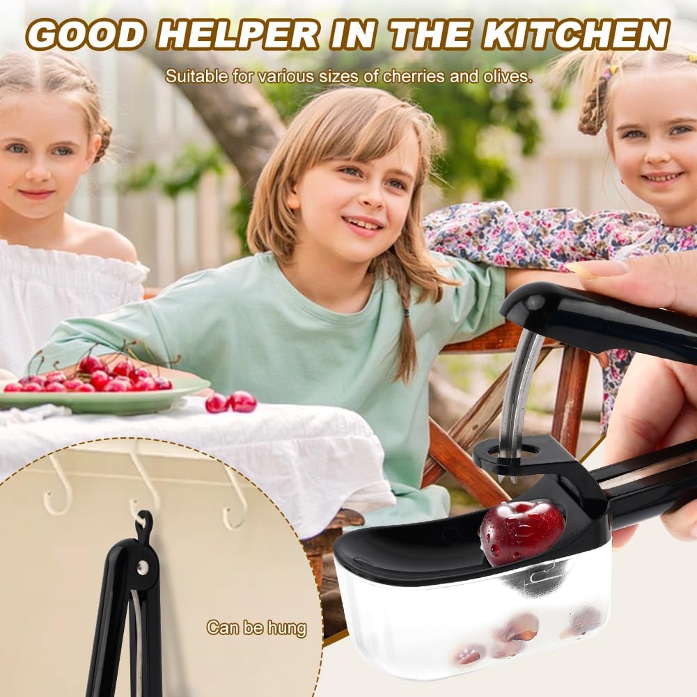 Cherry Pitter, Cherry & Olive Corer with Core‑Catcher & Stainless Spatula
