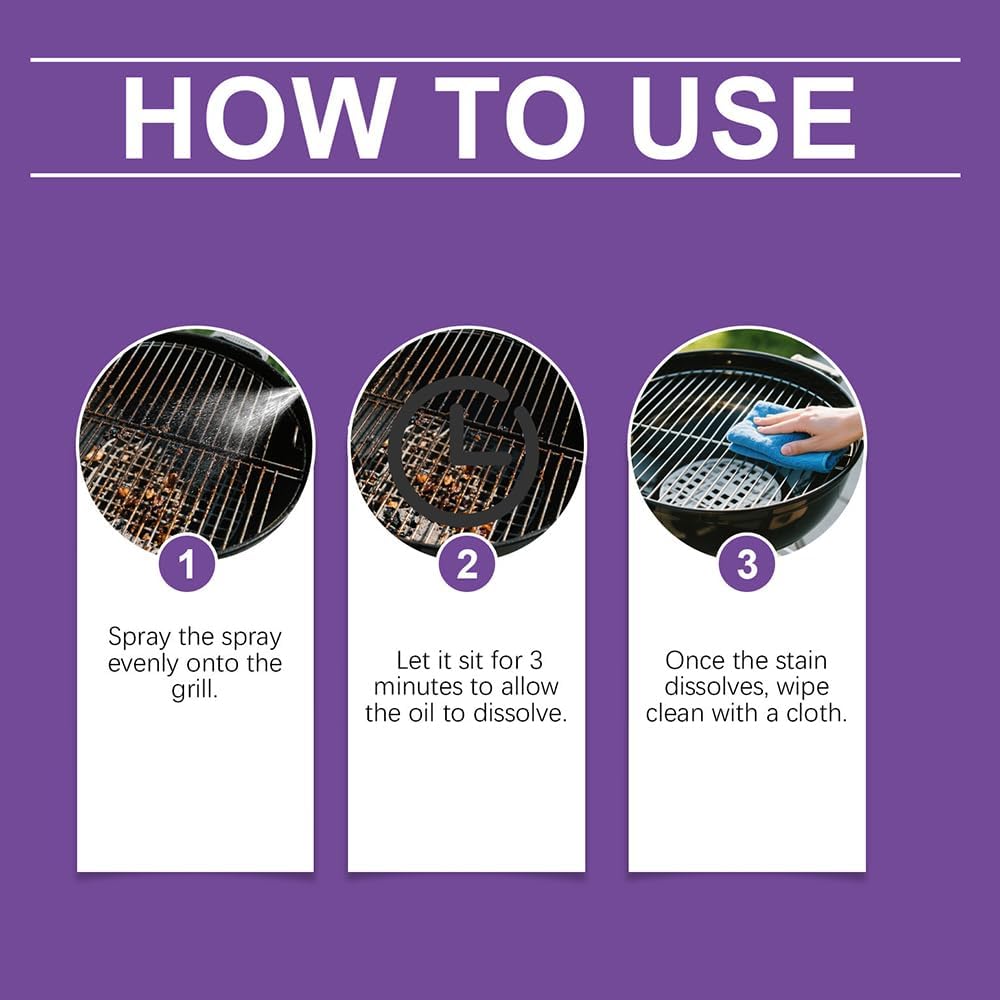 Fast-Acting Heavy-Duty Grill Degreaser Spray, 120 Ml BBQ Grill Cleaner, Multi-surface Barbecue Degreaser, Quick Foaming, For Stainless Steel, Oven Racks, Griddles (1PCS)