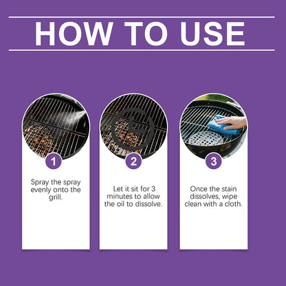 Fast-Acting Heavy-Duty Grill Degreaser Spray, 120 Ml BBQ Grill Cleaner, Multi-surface Barbecue Degreaser, Quick Foaming, For Stainless Steel, Oven Racks, Griddles (1PCS)