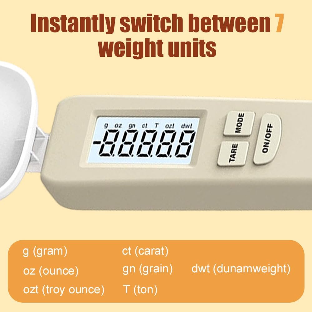 Electronic Measuring Spoon, High Precision Digital Kitchen Scale Spoon with Removable Head & LCD Display 0.1g Accuracy for Herbs, Baking, Coffee, Pet