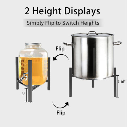 Adjustable Metal Drink Dispenser Stand Holder for 1-1.5 Gallon, Stable Beverage-Dispenser Stand for Indoor Outdoor (Without Drink Dispensers) (Midnight Black)