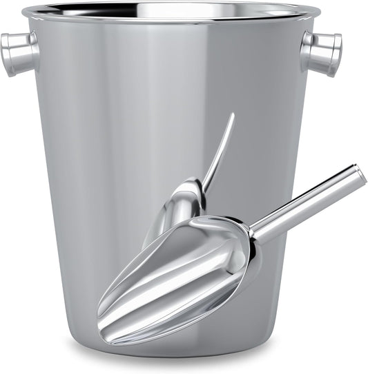 Champagne Bucket With Ice Scoop,Stainless Steel Wine Bucket For Bar,large Ice Buckets For Parties, Wine Chiller With Handles 4 Quart