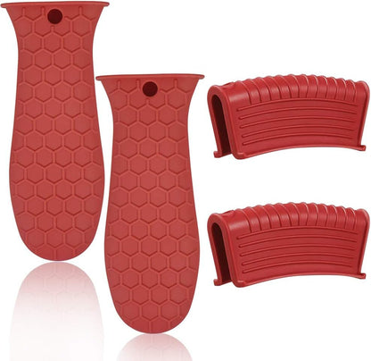 Silicone Hot Handle Holder, Heat Resistant Potholder Cookware Handle Cast Iron Skillets Handles Grip Covers for Cast Iron Skillet