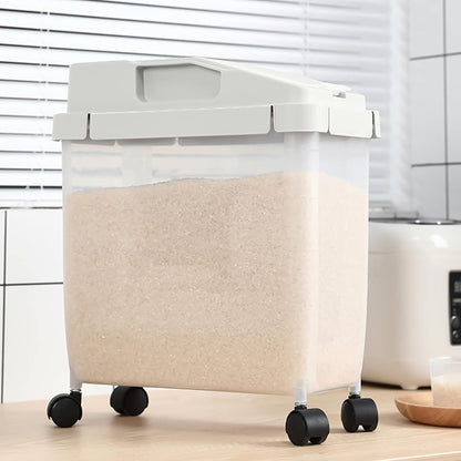 Rice Dispenser, Large Rice Container with Scale Measuring Cylinder, 2024 New Household Rice Storage Container with Time Scale, Cereal Dispenser Bucket, for Home Kitchen Pantry Organization