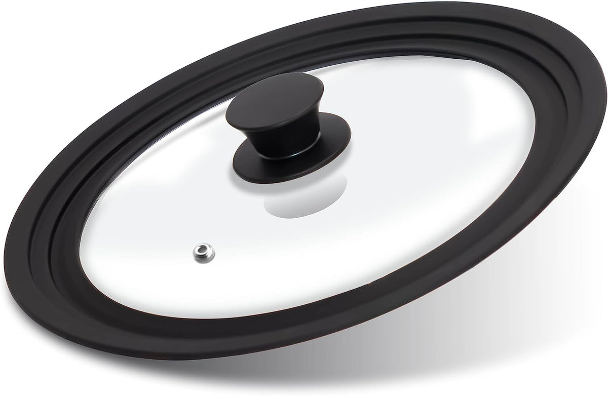 Lerykin Tempered Glass Lid - Universal Lid with Heat Resistant Silicone Rim for Pots, Pans and Skillets - Pan Cover Replacement Lid Fits 9.5", 10" and 11" Diameter Cookware