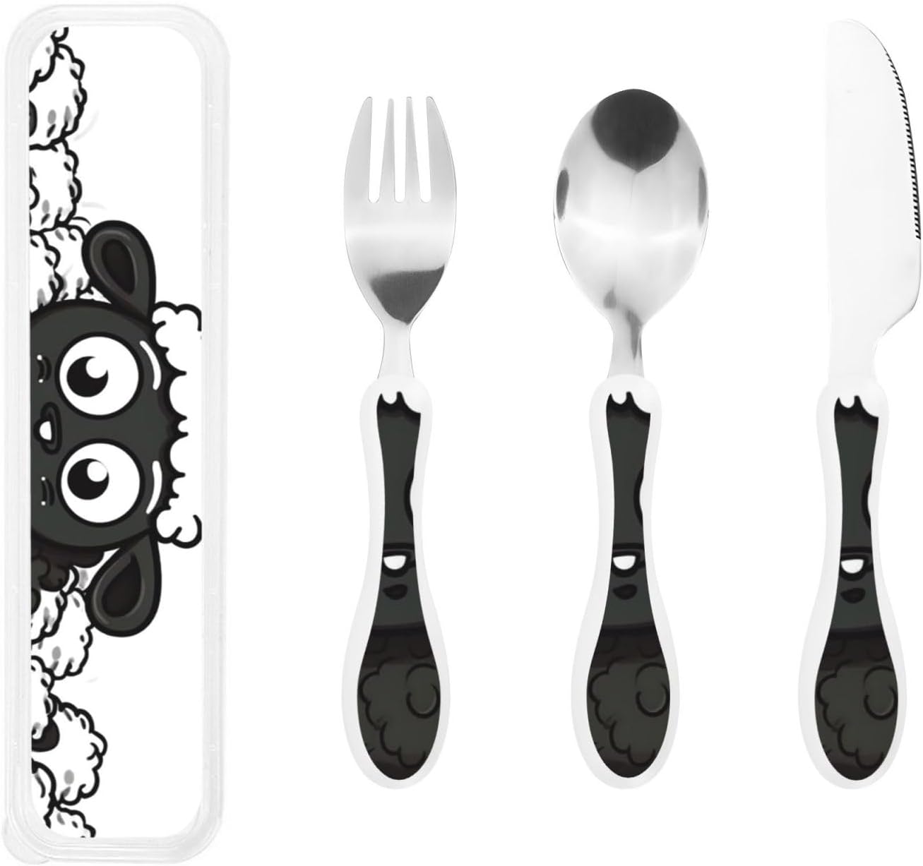 3-Piece Kids Silverware Set With Storage Case, Stainless Steel Reusable Children Safe Knife Spoon Fork Set Grim Reaper Children Flatware Set For Kids Lunch Box
