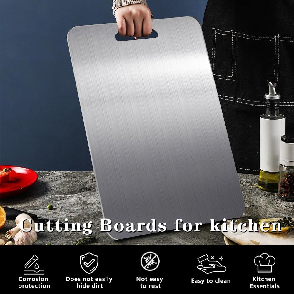 Titanium Cutting Board, 3 PCS Titanium Cutting Boards for Kitchen, Non Toxic, Double-Sided Food Grade Chopping Board for Outdoor Camping(15.6" x 11", 13" x 9.3", 11.8" x 7.8")