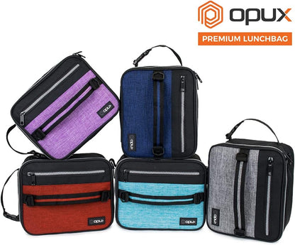 opux Insulated Lunch Box for Men Women Adult, Compact Lunch Bag for Kids Boy Girl Teen, Soft Lunch Cooler Bag for Work School, Leakproof Lunchbox Lunch Pail with Clip-on Buckle, Grey Flowers