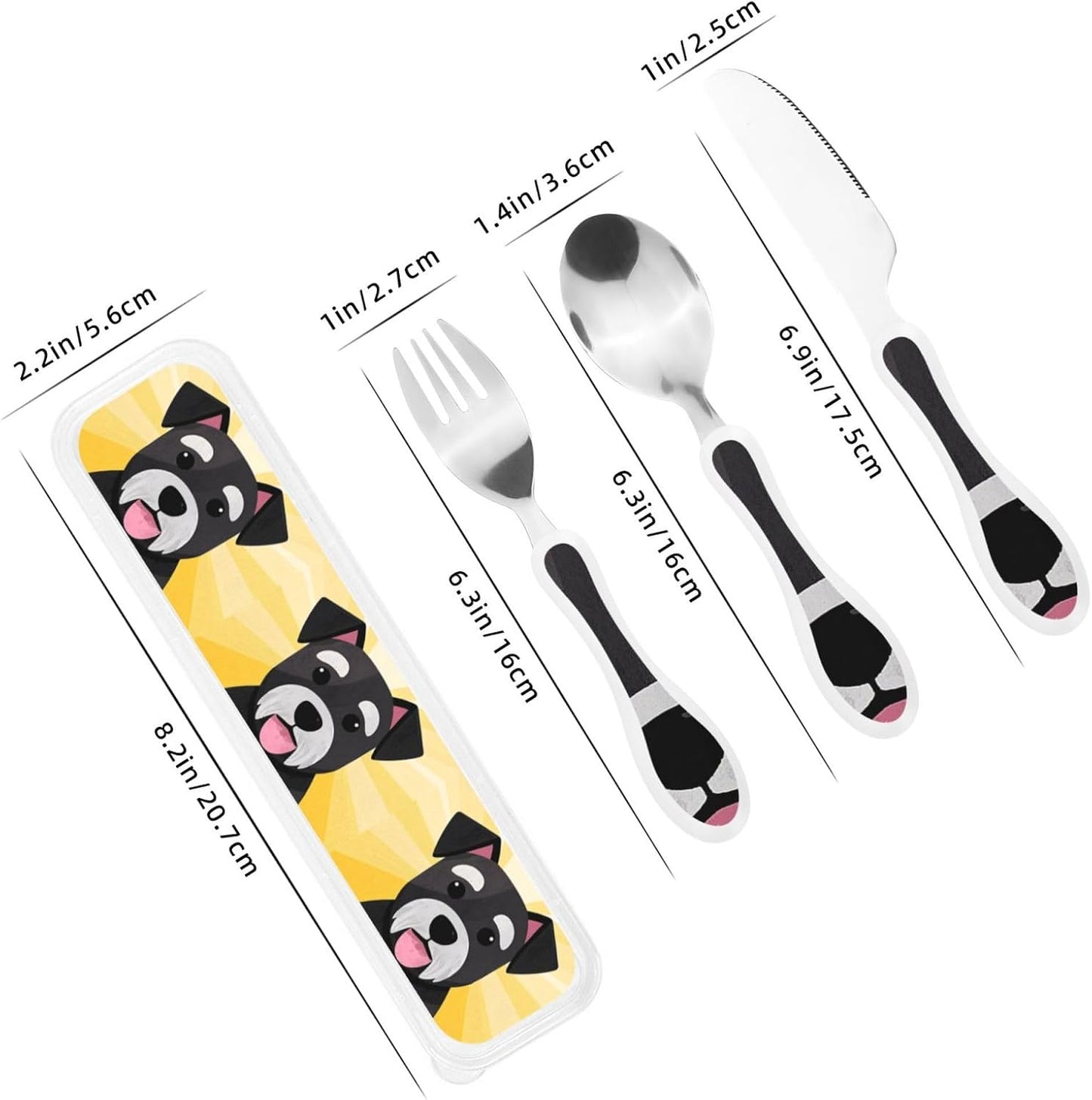 3-Piece Kids Silverware Set With Storage Case, Stainless Steel Reusable Children Safe Knife Spoon Fork Set Cute Puppy Children Flatware Set For Kids Lunch Box